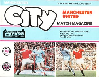Manchester City v Manchester United 1980/81