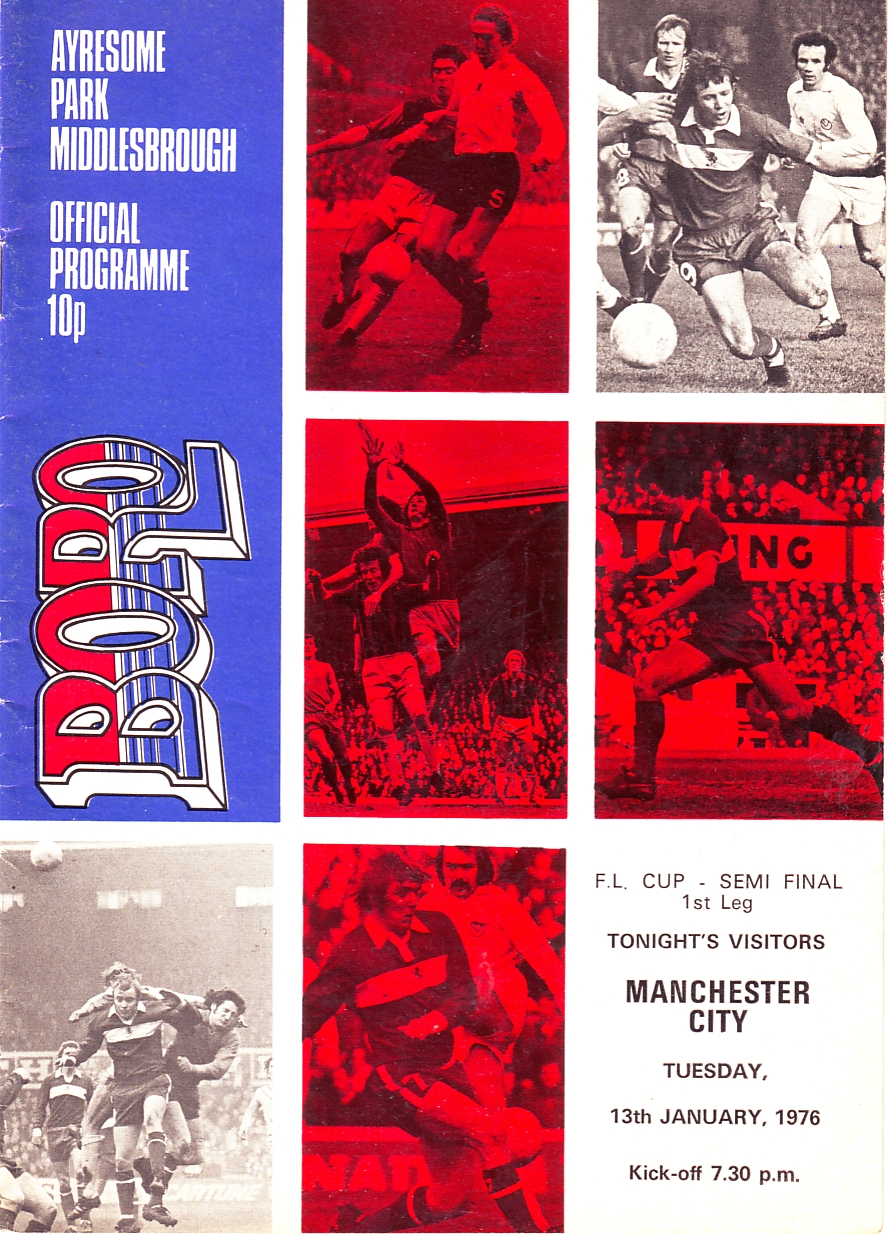 Middlesbrough v Manchester City League Cup Semi-final 1st Leg 1975/76