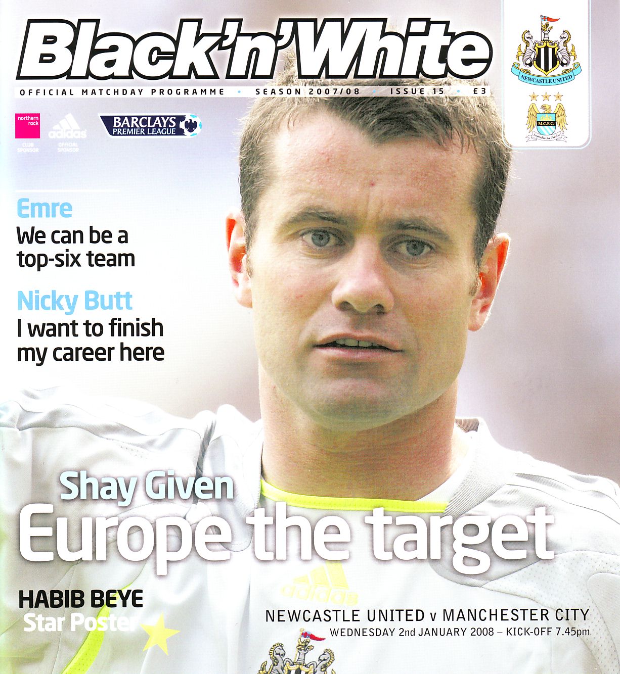 Newcastle v Manchester City 2007 to 08