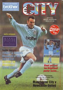 Manchester City v Newcastle Coca Cola Cup 4th Round 1994/95