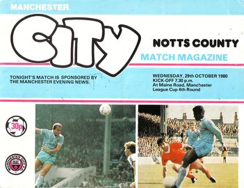 Manchester City v Notts County League Cup 4th Round 1980/81