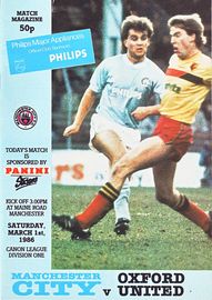 Manchester City v Oxford United 1985/86