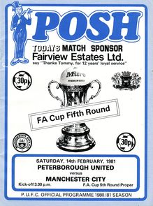 Peterborough United v Manchester City FA Cup 5th Round 1980/81