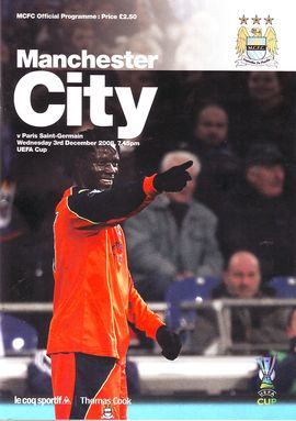 Manchester City v Paris Saint-German UEFA Cup 3rd Group A Match 2008/09