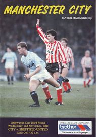 Manchester City v Sheffield United Littlewoods Cup 3rd Round 1988/89
