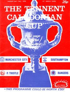 Partick Thistle v Manchester City Tennent Caledonian Cup 3rd Place Play-off 1976/77