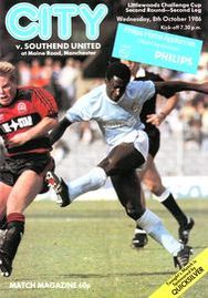 Manchester City v Southend United Littlewoods Cup 2nd Round 2nd Leg 1986/87