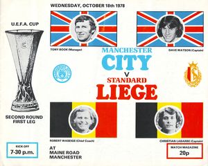 Manchester City v Standard Liege UEFA Cup 2nd Round 1st Leg 1978/79