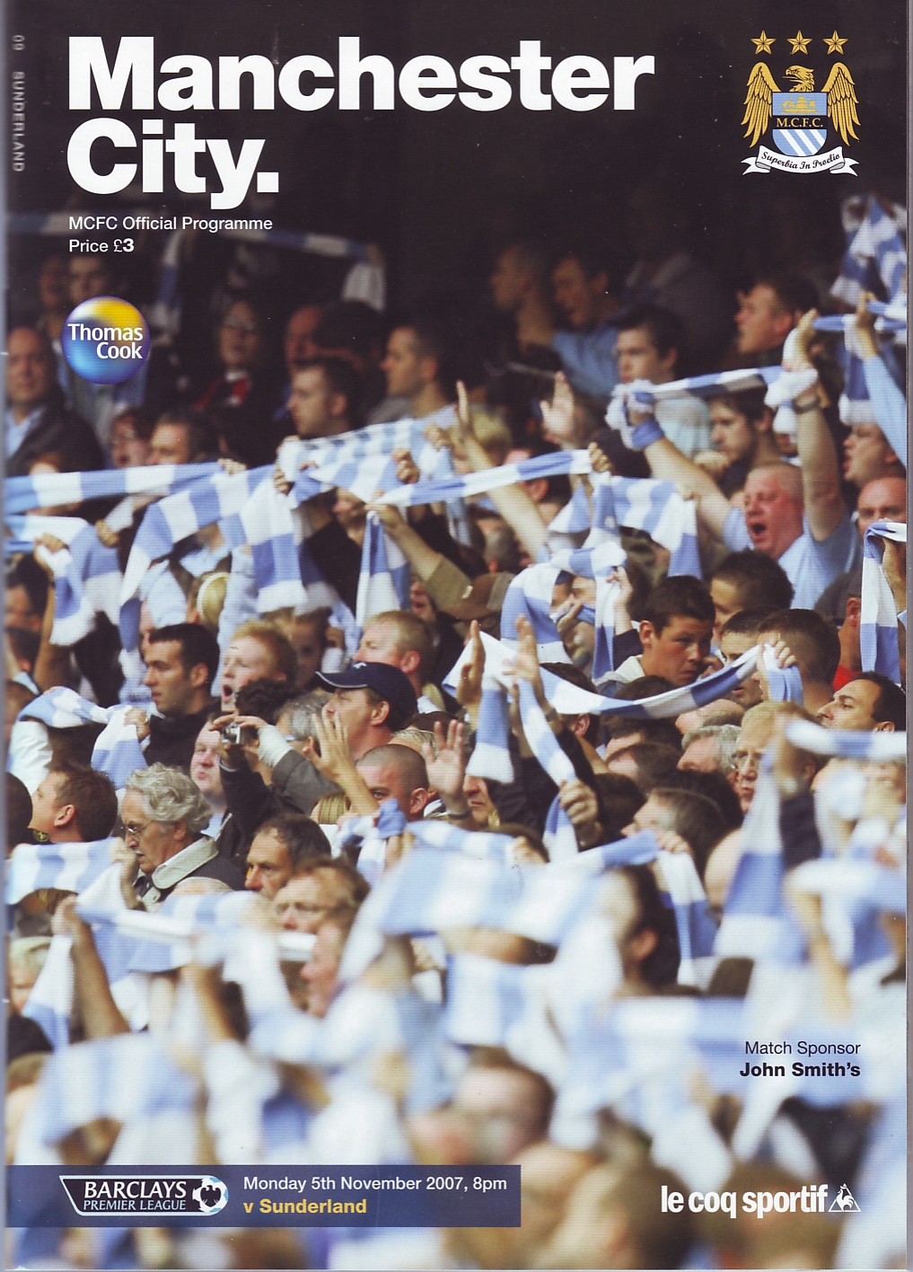 Manchester City v Sunderland 2007 to 08