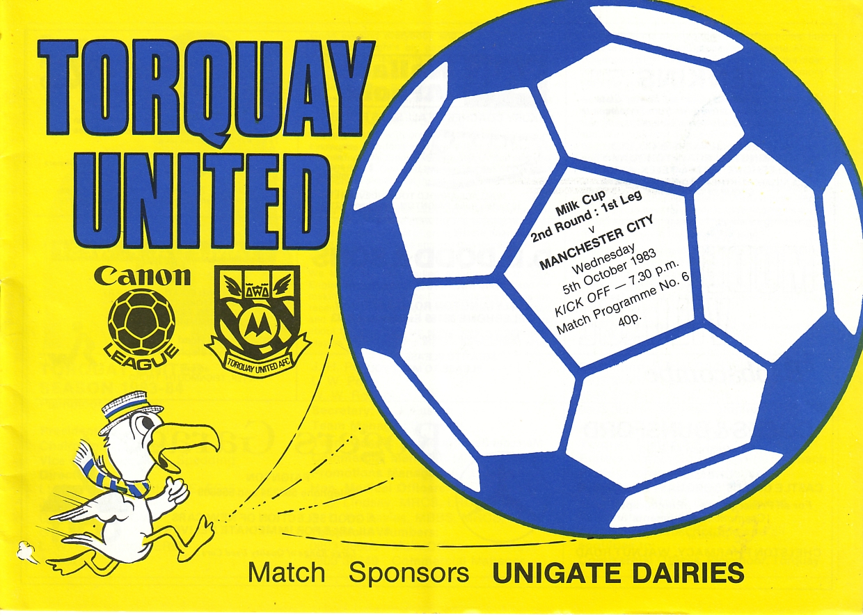 Torquay United v Manchester City Milk Cup 2nd Round 1st Leg 1983/84
