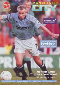 Manchester City v Tottenham Hotspur Coca Cola Cup 3rd Round 1992/93