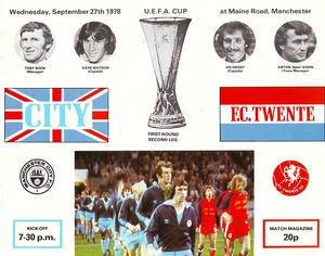 Manchester City v Twente Enschede UEFA Cup 1st Round 2nd Leg 1978/79