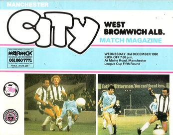 Manchester City v West Bromwich Albion League Cup Quarter Final 1980/81