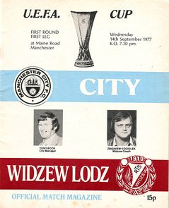 Manchester City v Widzew Lodz UEFA Cup 1st Round 1st Leg 1977/78